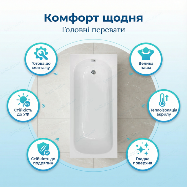 Акриловая ванна Insana Efes 105x70 см пристенная купель глубина 30 см для квартиры дома отеля хостела без ног - изображение 2