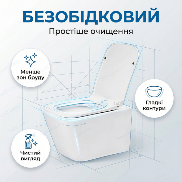 Унитаз Insana Brit 51х34,5х34см санитарный фарфор напольный нижнее подключение компакт овальный для дома - изображение 7