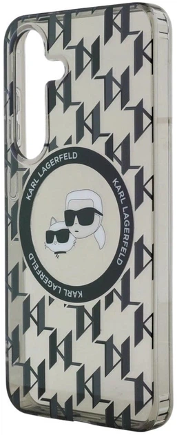 Etui Karl Lagerfeld Button Karl&Choupette Heads On KL Pattern MagSafe do Samsung Galaxy S25 Black (3666339450052) - obraz 4