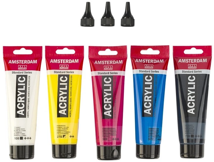 Zestaw farb akrylowych Amsterdam Standard Primary z dozownikami 5 kolorów x 120 ml (8712079468347) - obraz 2