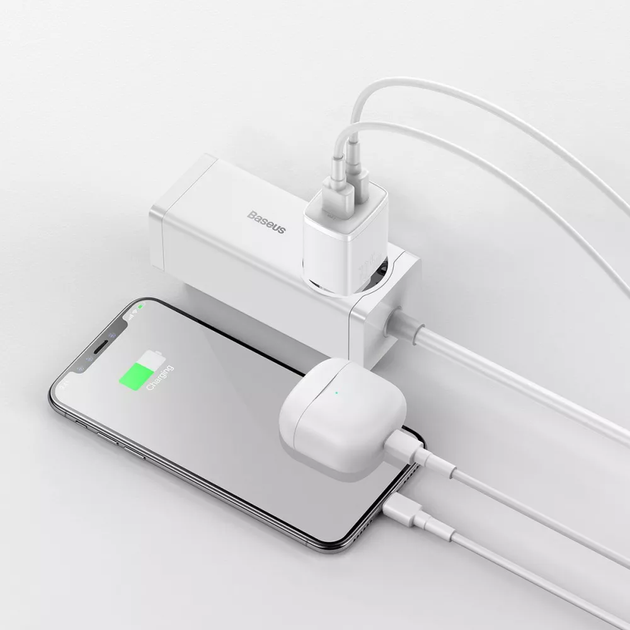 Мережевий зарядний пристрій Baseus Compact 10.5W 2 USB Білий (CCXJ010202) - зображення 6