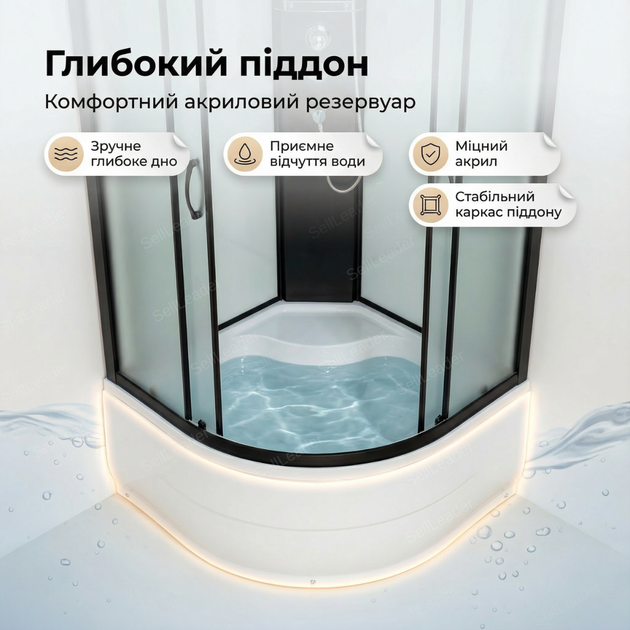 Гидромассажный бокс Vivia 90×90х217см глубокий поддон душевая кабина 4 мм стекло для ванной гидробокс спа - изображение 6