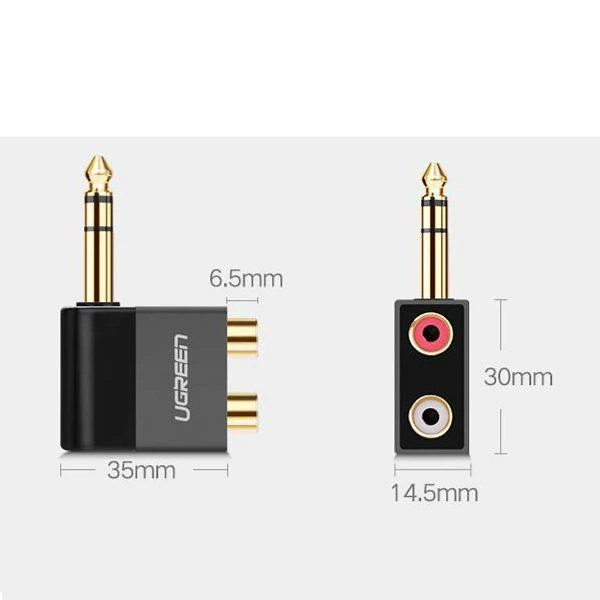 Адаптер UGREEN AV147 6.35mm Male to 2RCA Female Adapter Black (40846) - изображение 3