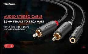 Аудіокабель UGREEN AV102 3.5 mm Female to 2 RCA Male Audio Cable 1m сірий (10588) - зображення 3