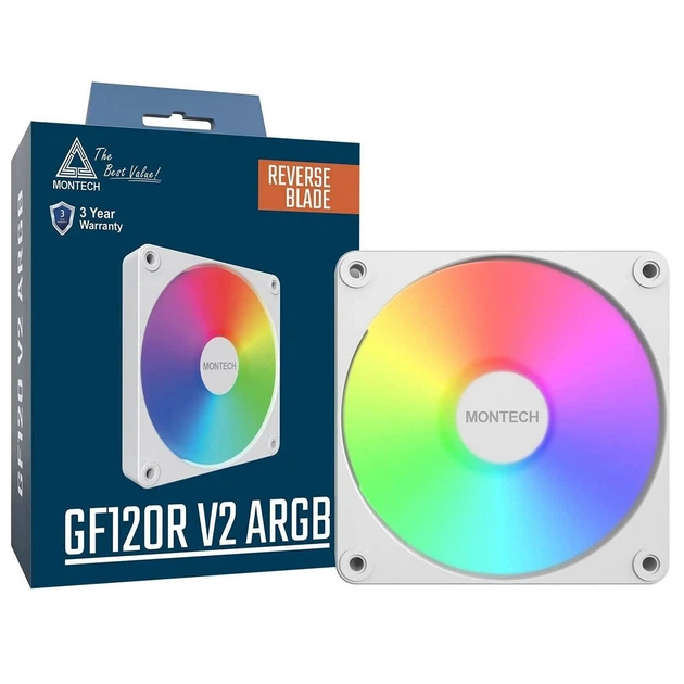 Корпусний вентилятор Montech GF120R V2 ARGB PWM 120MM (W) - Фото 3 Корпусний вентилятор Montech GF120R V2 ARGB PWM 120MM (W) - зображення 3