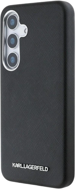 Панель Karl Lagerfeld Saffiano Full Wrapped Elongated Metal Logo MagSafe для Samsung Galaxy S25 Black (3666339450236) - зображення 2