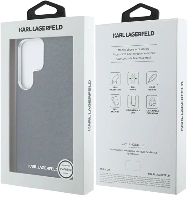 Etui Karl Lagerfeld Saffiano Full Wrapped Elongated Metal Logo MagSafe do Samsung Galaxy S25 Ultra Black (3666339450250) - obraz 8