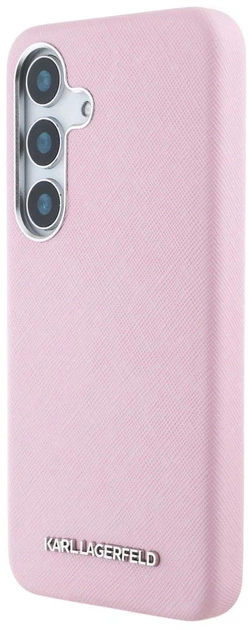 Панель Karl Lagerfeld Saffiano Full Wrapped Elongated Metal Logo MagSafe для Samsung Galaxy S25 Pink (3666339450267) - зображення 2