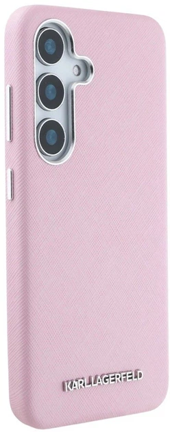 Панель Karl Lagerfeld Saffiano Full Wrapped Elongated Metal Logo MagSafe для Samsung Galaxy S25 Pink (3666339450267) - зображення 4