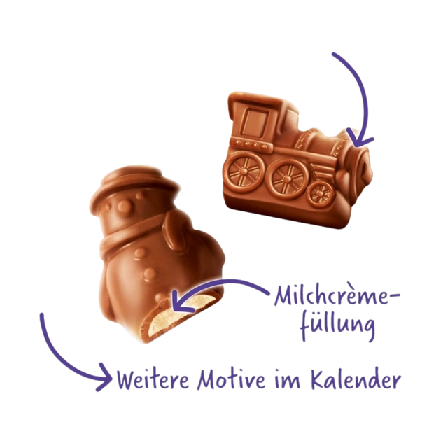 Адвент календарь Milka Advent (Санта) с 24 фигурками разных персонажей 200 г - изображение 2