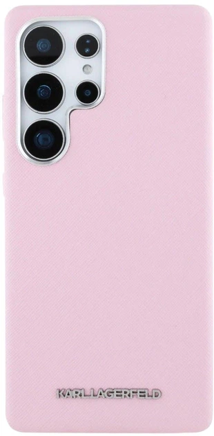 Панель Karl Lagerfeld Saffiano Full Wrapped Elongated Metal Logo MagSafe для Samsung Galaxy S25 Ultra Pink (3666339450281) - зображення 3