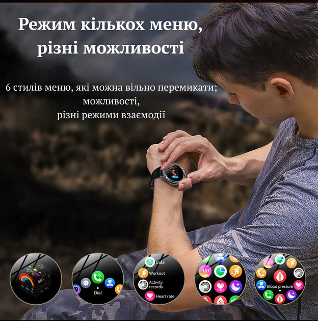 Чоловічий смарт-годинник 1000 мА·год з LED-ліхтариком, Android/iOS - зображення 8