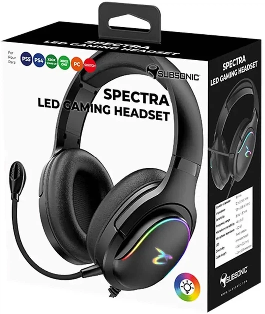 Навушники Subsonic Spectra LED Gaming Black (3701221703509) - зображення 9