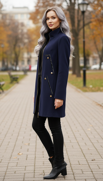 Пальто VOLANGE 42 Синій (DS-1458-Navy-blue) - зображення 4