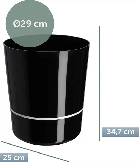 Doniczka na kwiaty okrągła Kadax Chisa 29 cm Czarna (K1196) - obraz 3