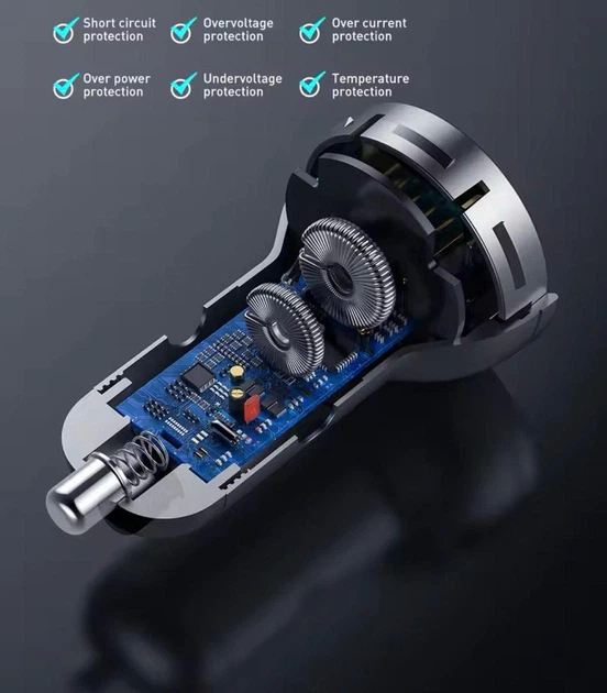 Автомобільний зарядний пристрій Baseus Digital Display 24W 4.8A 2USB порти Дисплей Зарядка в авто 12В- 24В (CCBX-0G) Grey - Фото 12 Автомобільний зарядний пристрій Baseus Digital Display 24W 4.8A 2USB порти Дисплей Зарядка в авто 12В- 24В (CCBX-0G) Grey - зображення 12