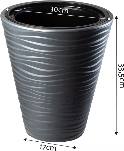 Круглий квітковий горщик Kadax Temara 30 см Антрацит (K743) - зображення 5