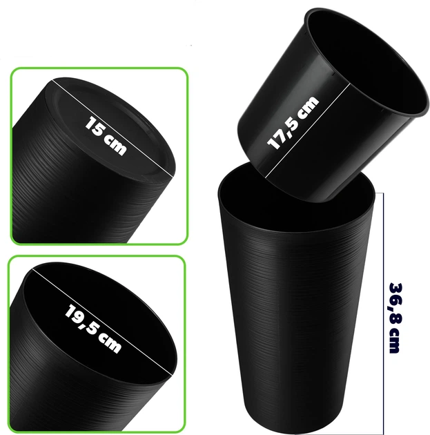 Donice na kwiaty z wkładem Kadax Latina K10308 19 cm + 25 cm + 30 cm Antracyt - obraz 3