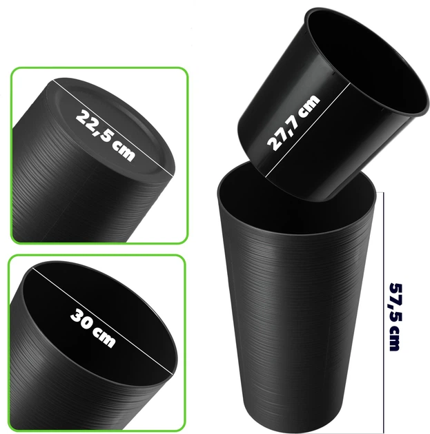 Donice na kwiaty z wkładem Kadax Latina K10308 19 cm + 25 cm + 30 cm Antracyt - obraz 5