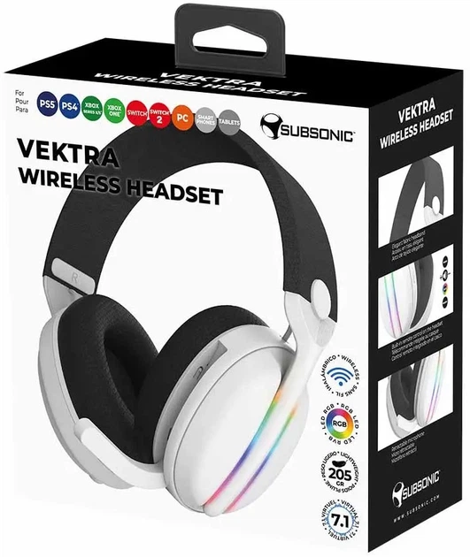 Навушники Subsonic Vektra LED Gaming Black/White (SA5717-2) - зображення 7