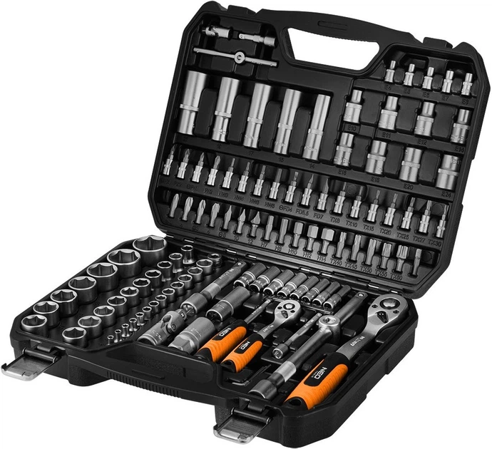 Набір торцевих насадок NEO Tools 1/2" 1/4" 110 шт. 10-211 (5907558433692) - зображення 2