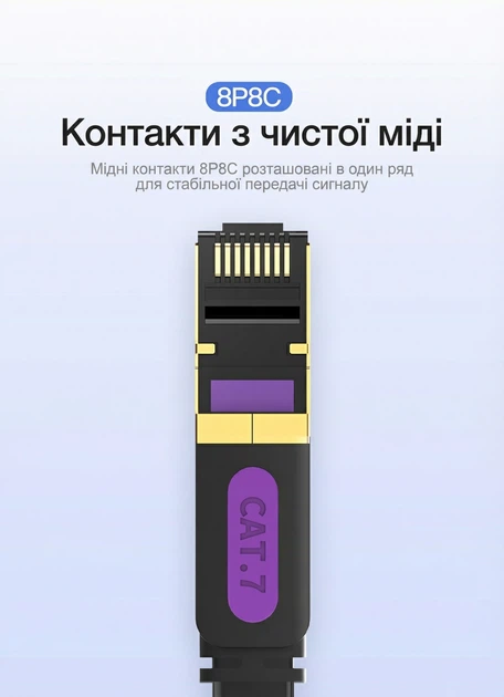 Патч-корд Vention CAT 7 U/FTP Ethernet RJ-45 10 Гбит/с плоский 0.5 м Черный (ICABD) - Фото 9 Патч-корд Vention CAT 7 U/FTP Ethernet RJ-45 10 Гбит/с плоский 0.5 м Черный (ICABD) - изображение 9
