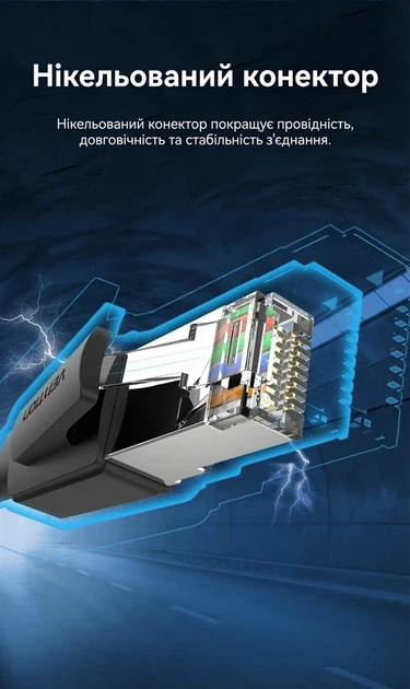 Патч-корд Vention CAT 8 SFTP RJ45 40 Гбит/с 2000 МГц хлопковая оплетка 15 м Черный (IKOBN) - изображение 9