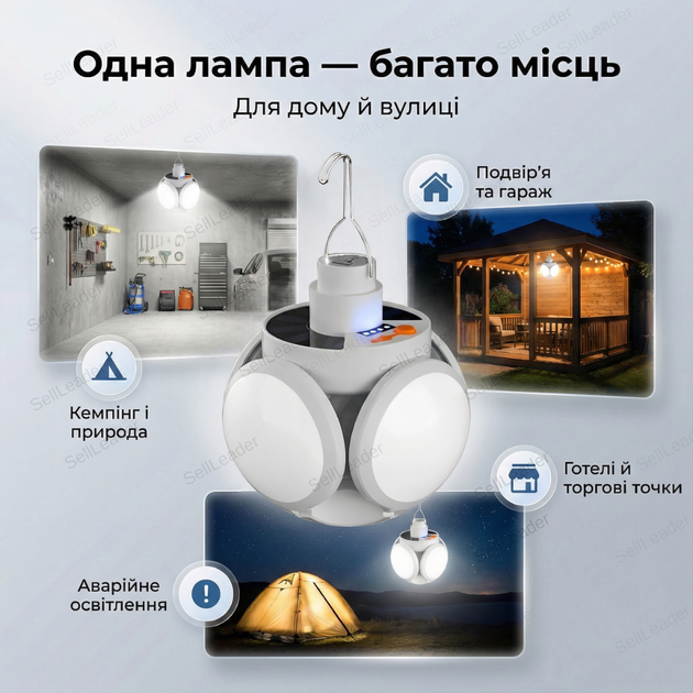 Ліхтар акумуляторний BL 2029 кемпінговий лампа сонячна батарея USB зарядка для намету світильник 4 режими - Фото 7 Ліхтар акумуляторний BL 2029 кемпінговий лампа сонячна батарея USB зарядка для намету світильник 4 режими - зображення 7