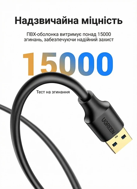 Подовжувач USB Ugreen US129 USB 3.0 Type-A 5 Гбіт/с 0.5 м Чорний (30125) - Фото 9 Подовжувач USB Ugreen US129 USB 3.0 Type-A 5 Гбіт/с 0.5 м Чорний (30125) - зображення 9