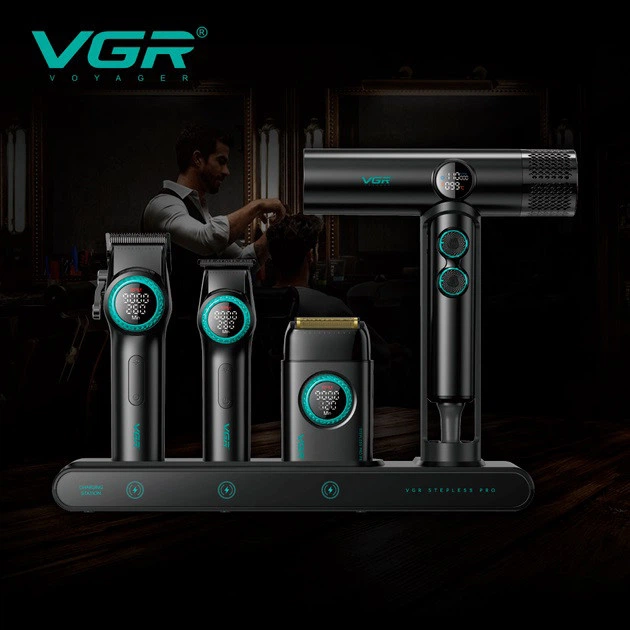 Набор VGR 4 в 1 Black: машинка для стрижки, триммер, электробритва, фен - изображение 2