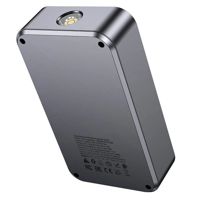 Автомобильное пуско-зарядное устройство Hoco QS7 10000mAh противоударное серое - изображение 6