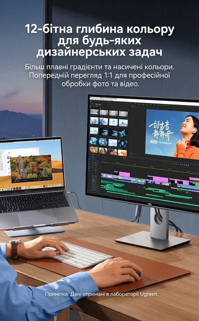 Кабель Ugreen CM675 USB-C > HDMI 2.0 4K 60Hz HDR PD 100W 2 м Сірий (65020) - зображення 11