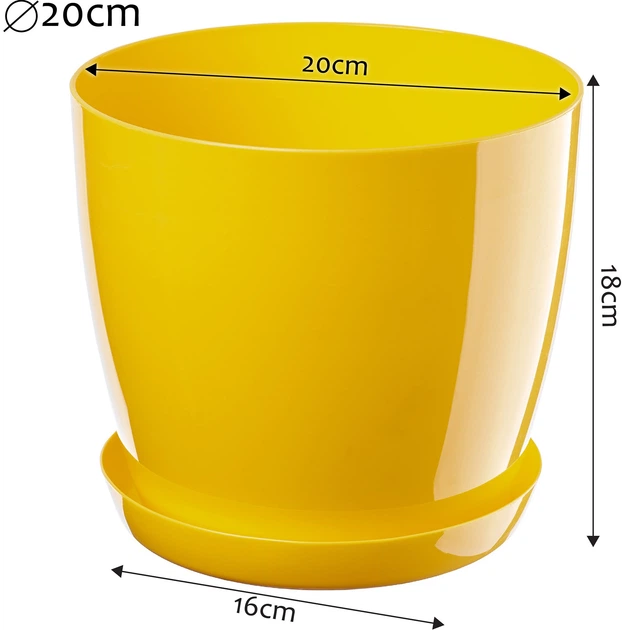Doniczka na kwiaty z podstawką Kadax Agen 20 cm 3 szt. Zółty (K10598) - obraz 6