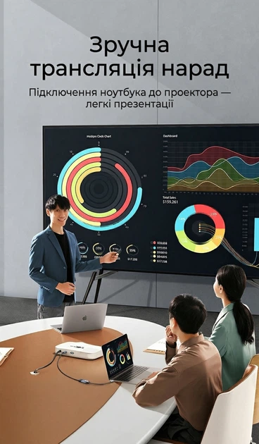 Адаптер Ugreen CM654 USB-C - DisplayPort 1.4 8K 60Hz 4K 240Hz HDR VRR Thunderbolt 3/4 10 см Сірий (15575) - зображення 9