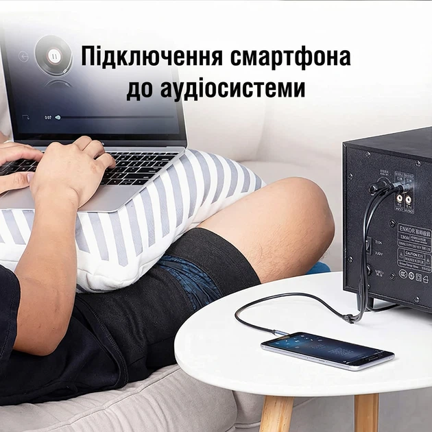 Кабель Vention 3.5 мм - 2RCA 1.5 м Hi-Fi, позолоченные контакты, алюминиевый сплав Черный (BCFBG) - изображение 5