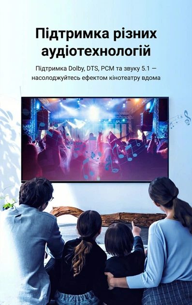 Оптический аудиокабель Vention Toslink - Toslink 1.5 м S/PDIF Hi-Fi 5.1 нейлоновая оплетка Серый (BAVHG) - изображение 11