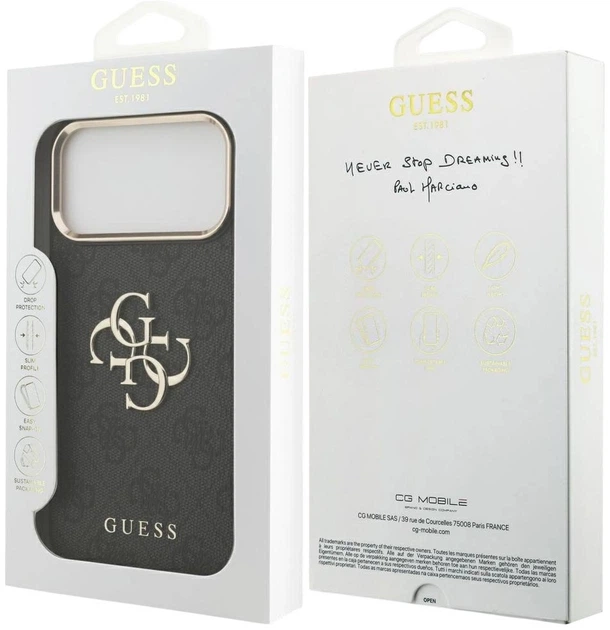 Etui Guess 4G Big 4G Classic Logo do Apple iPhone 17 Pro Max Black and Gold (3666339521622) - obraz 8