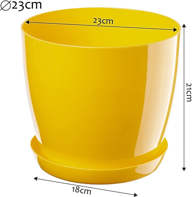 Doniczka na kwiaty z podstawką Kadax Agen 23 cm 3 szt. Zółty (K10599) - obraz 6