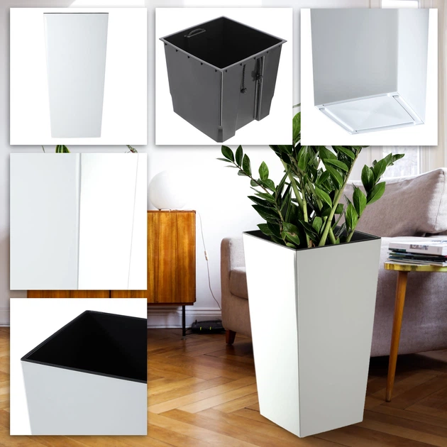 Квіткові горщики зі вставкою Kadax Masiera K8052 25 см + 30 см + 35 см Білі - зображення 5