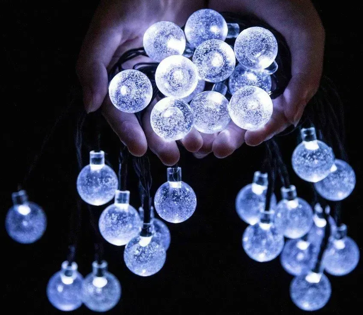 Гірлянда Лампочки кульки від сонячної панелі, вулична 20м, 100LED, Холодний білий (L) - зображення 6