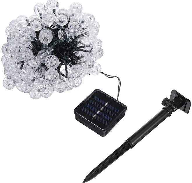Гірлянда Лампочки кульки від сонячної панелі, вулична 20м, 100LED, Холодний білий (L) - зображення 10