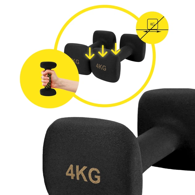 Гантелі вінілові Cornix Square 2 x 4 кг XR-0409 Black - зображення 6