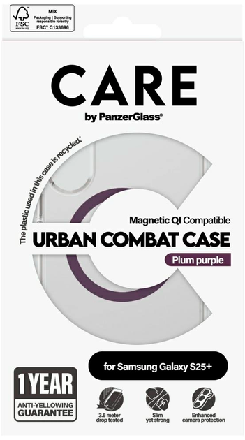 Панель PanzerGlass Flagship Urban Combat QI для Samsung Galaxy S25 Plus Transparent-Purple (5715685016974) - зображення 3