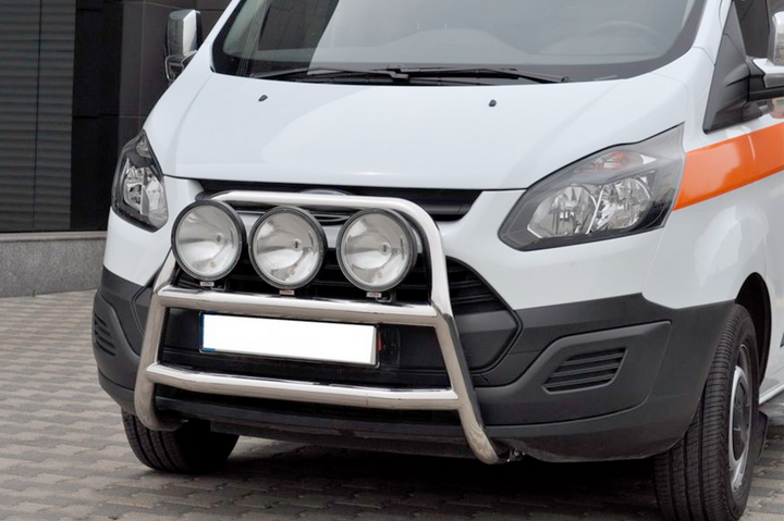 Защита переднего бампера WT022 (нержавейка) для Ford Custom 2013-2022 гг - изображение 2