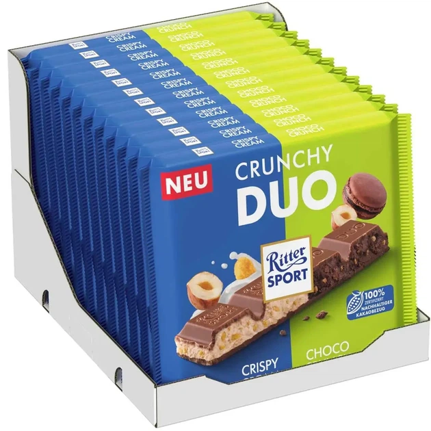 Шоколад Ritter Sport Crunchy Duo Риттер Спорт хрустящие сливки и шоколадный хруст 218 г - Фото 4 Шоколад Ritter Sport Crunchy Duo Риттер Спорт хрустящие сливки и шоколадный хруст 218 г - изображение 4