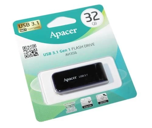 Флеш накопитель USB 32Gb Apacer AH356, Black, USB 3.2 Gen 1 (AP32GAH356B-1) - изображение 3