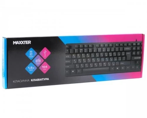 Клавіатура Maxxter KBM-U01-UA офісна, USB, Black - зображення 6