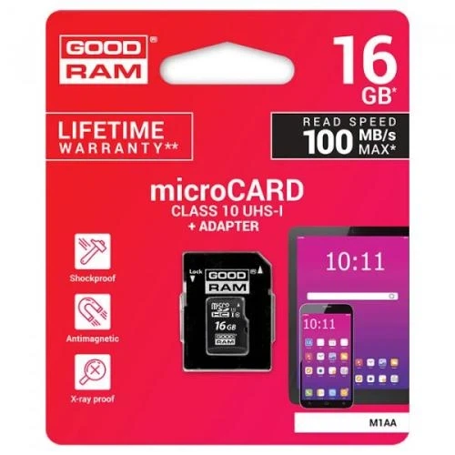 Карта памяти microSDHC, 16Gb, Goodram M1AA, SD адаптер (M1AA-0160R12) - изображение 5