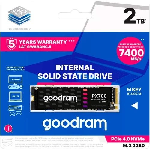 Твердотельный накопитель SSD 2Tb, Goodram PX700, PCI-E 4.0 x4, M.2 (SSDPR-PX700-02T-80) - Фото 8 Твердотельный накопитель SSD 2Tb, Goodram PX700, PCI-E 4.0 x4, M.2 (SSDPR-PX700-02T-80) - изображение 8