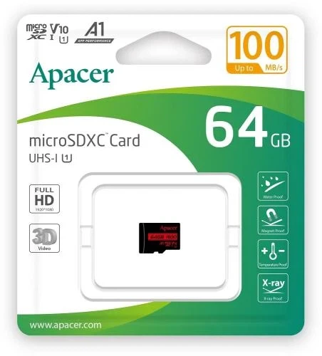 Карта памяти microSDXC, 64Gb, Apacer R100, без адаптера (AP64GMCSX10UB-RA) - Фото 4 Карта памяти microSDXC, 64Gb, Apacer R100, без адаптера (AP64GMCSX10UB-RA) - изображение 4